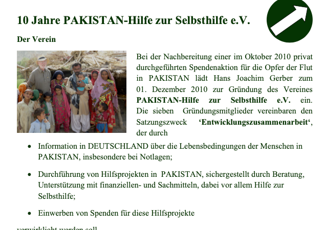 10 Jahre PAKISTAN Hilfe zur Selbsthilfe eV